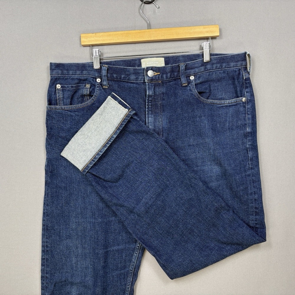 Everlane The Selvedge Straight Jeans 38x34 fit 39x34 Dark Indigo Rinse Mens